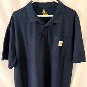 Carhartt Navy Blue Polo Shirt Men's 2XL Original Fit Workwear